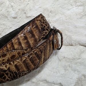 Brown Genuine Caiman Skin Belt